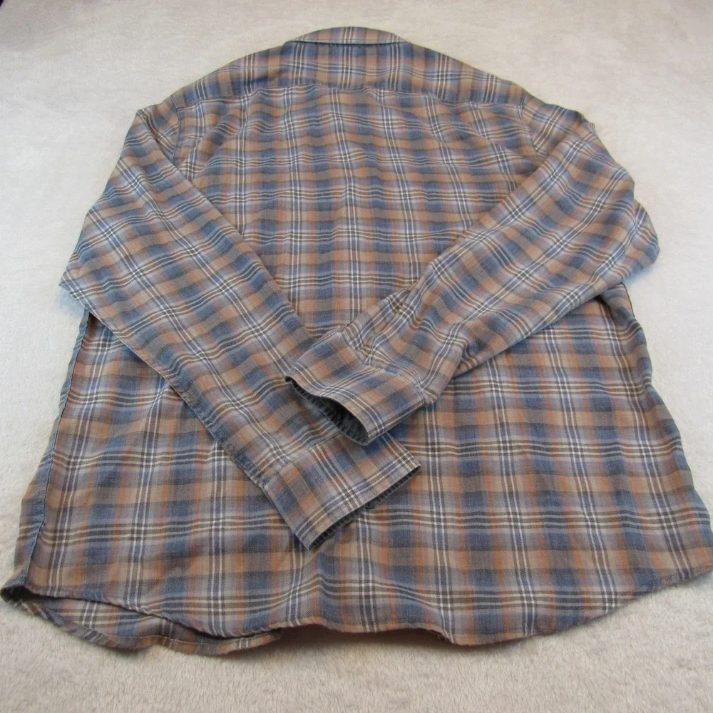 Flag & Anthem Plaid Button Down Mens Large Blue Orange Excellent HO22WS1004